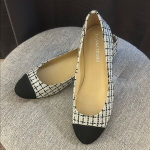 Ivanka Trump Black and White Flats with Tweed Design